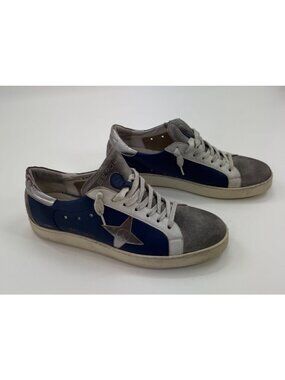 Sepol Mens Blue & Gray Leather Sneakers Distressed Star Design Size 11.5 EU 44